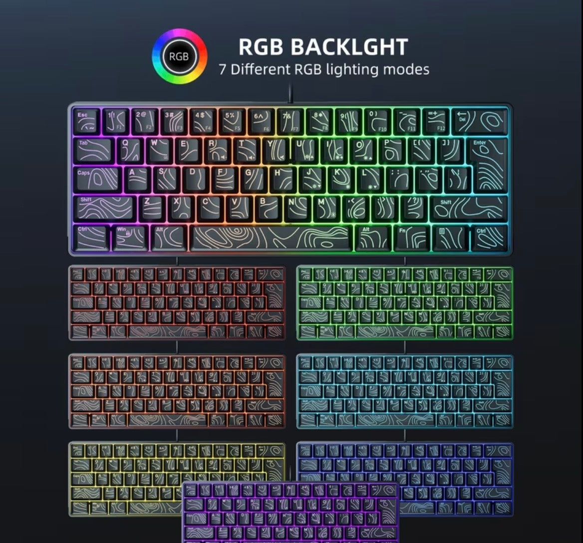RGB Aesthetic Mechanical Keyboard – 7 Color Modes | Compact Gaming Setup Essential
