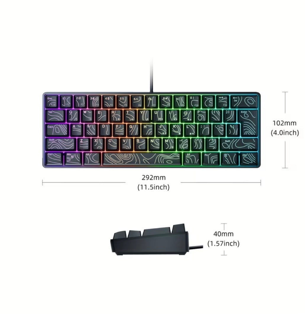 RGB Aesthetic Mechanical Keyboard – 7 Color Modes | Compact Gaming Setup Essential